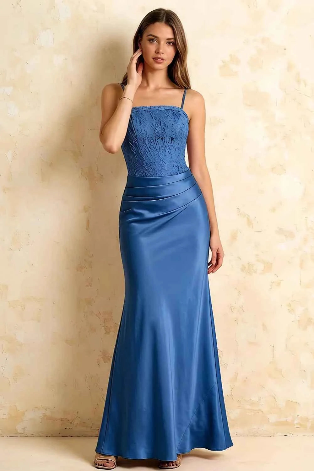 Jenny Royal Blue Lace Sheath Backless Maxi Dress