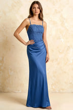 Jenny Royal Blue Lace Sheath Backless Maxi Dress