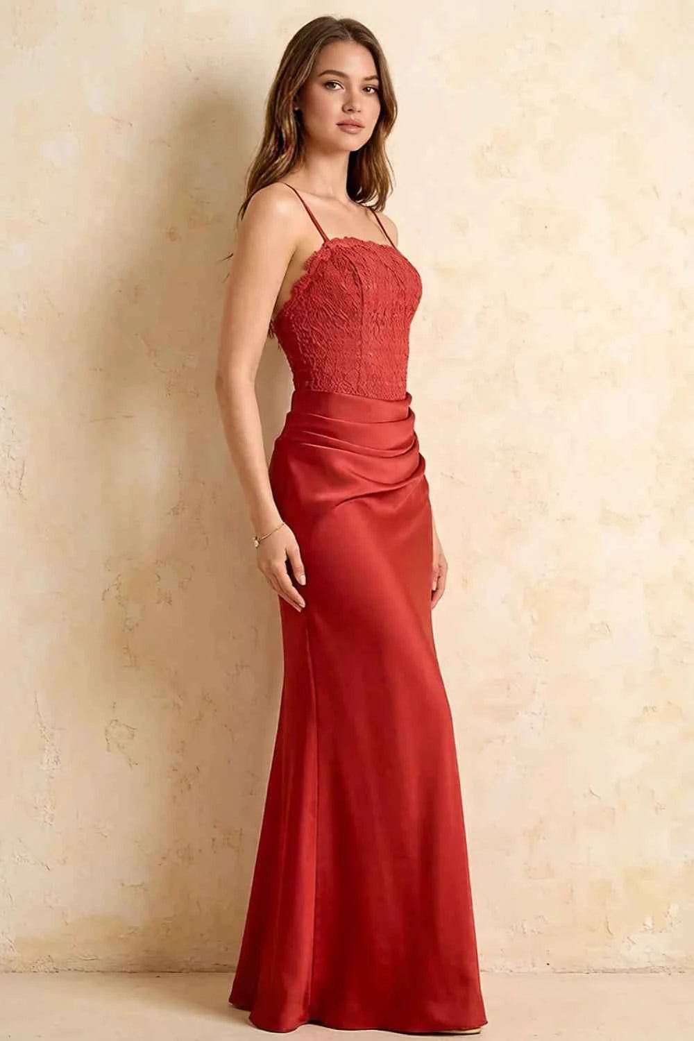 Jenny Rust Lace Sheath Backless Maxi Dress Main image