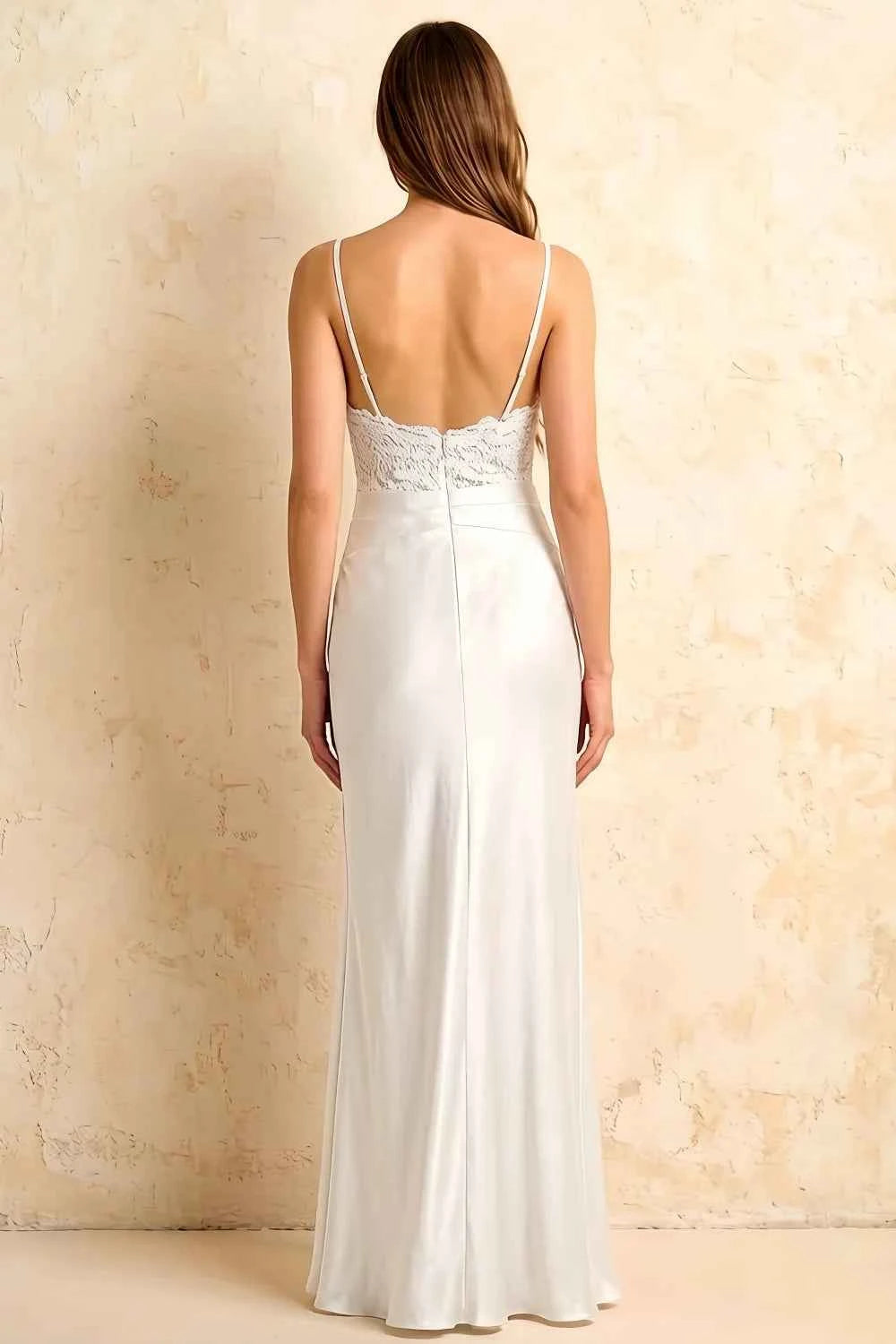 Jenny White Lace Sheath Backless Maxi Dress