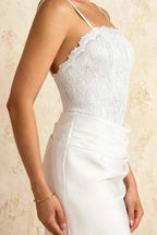 Jenny White Lace Sheath Backless Maxi Dress