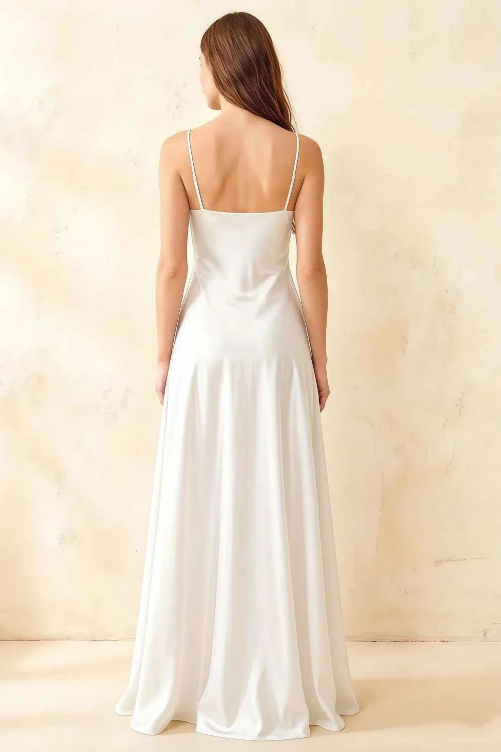 Jessica White Satin Asymmetrical Halter Neck Maxi Dress