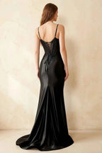 Jill Black Satin Ruched Lace-up Maxi Dress