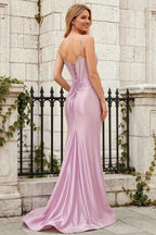 Jill Lilac Satin Ruched Lace-up Maxi Dress