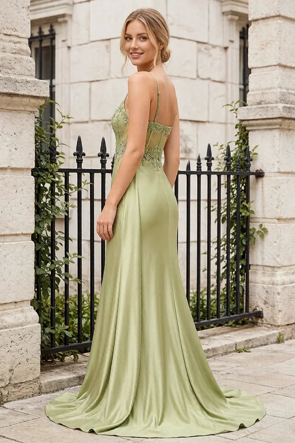 Joan Green Satin Mermaid Beaded Maxi Dress Secondary image