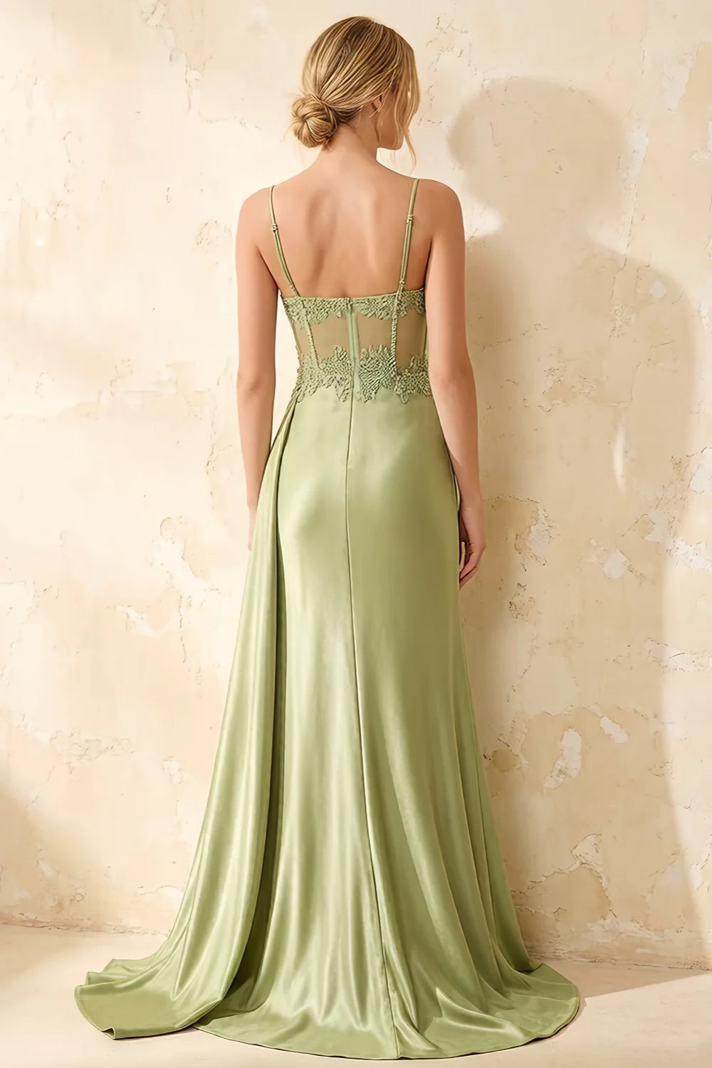 Joan Green Satin Mermaid Beaded Maxi Dress