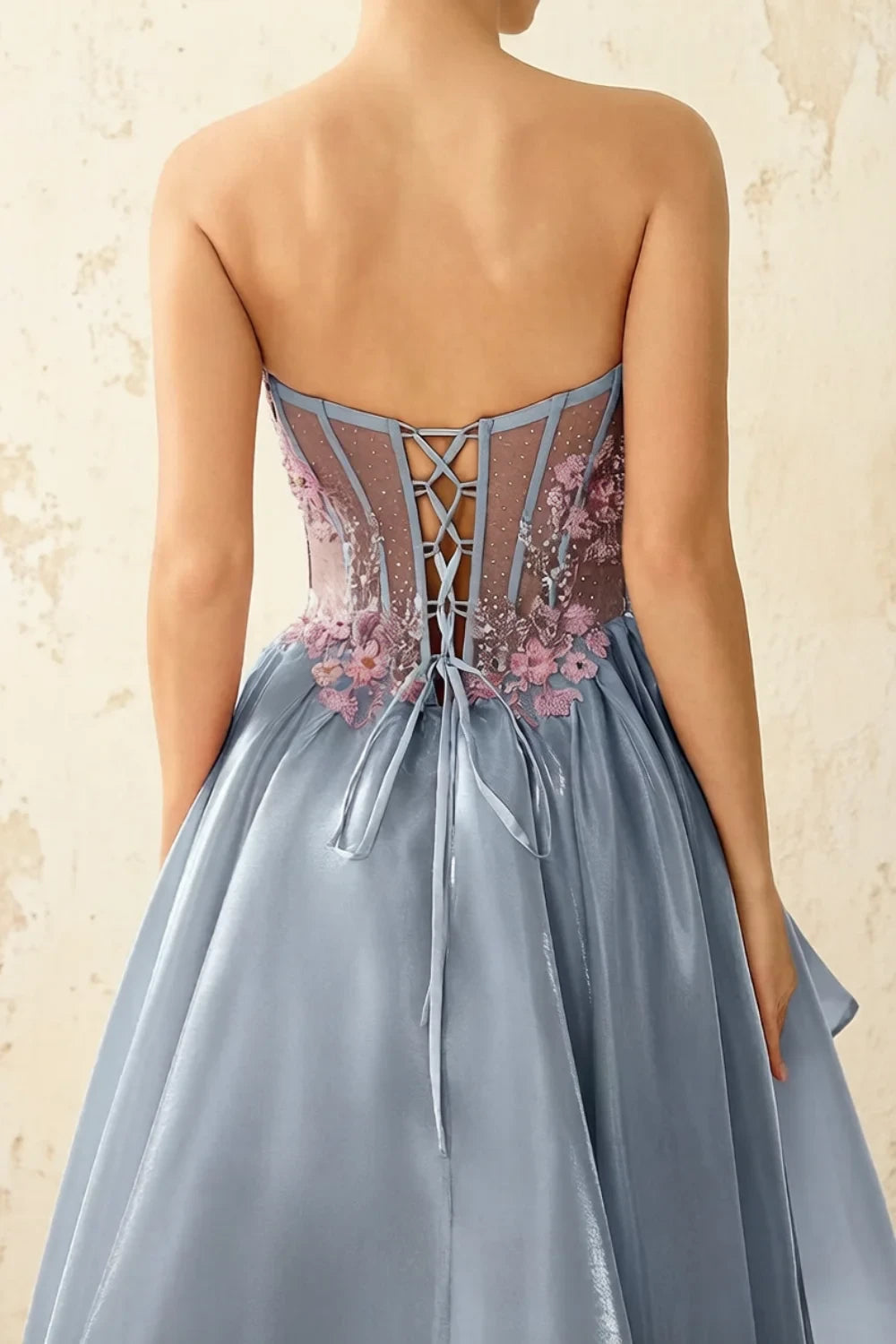 Joanne Light Blue Organza High Low Maxi Dress