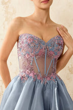 Joanne Light Blue Organza High Low Maxi Dress