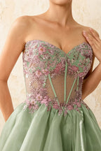 Joanne Light Green Organza High Low Maxi Dress