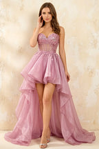 Joanne Light Pink Organza High Low Maxi Dress