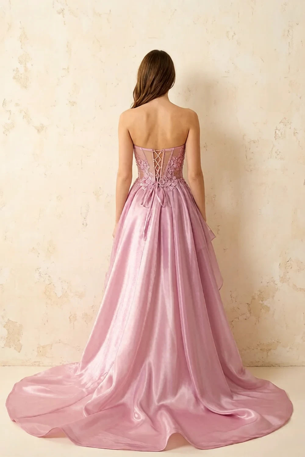 Joanne Light Pink Organza High Low Maxi Dress