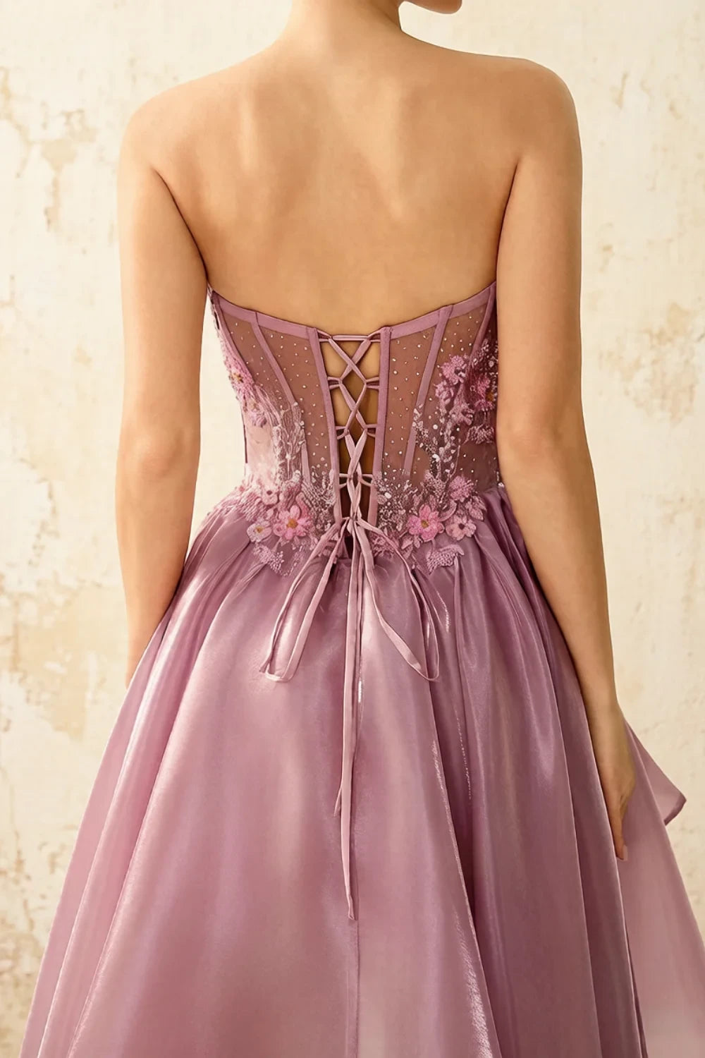 Joanne Light Pink Organza High Low Maxi Dress