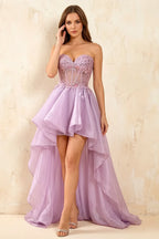 Joanne Light Purple Organza High Low Maxi Dress