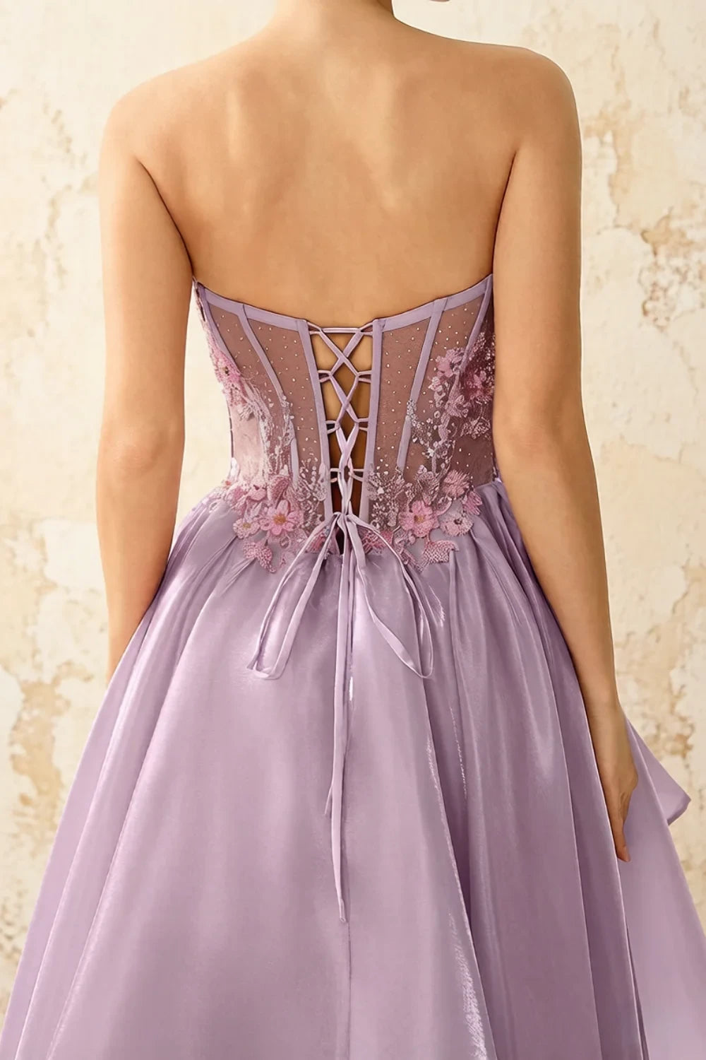 Joanne Light Purple Organza High Low Maxi Dress