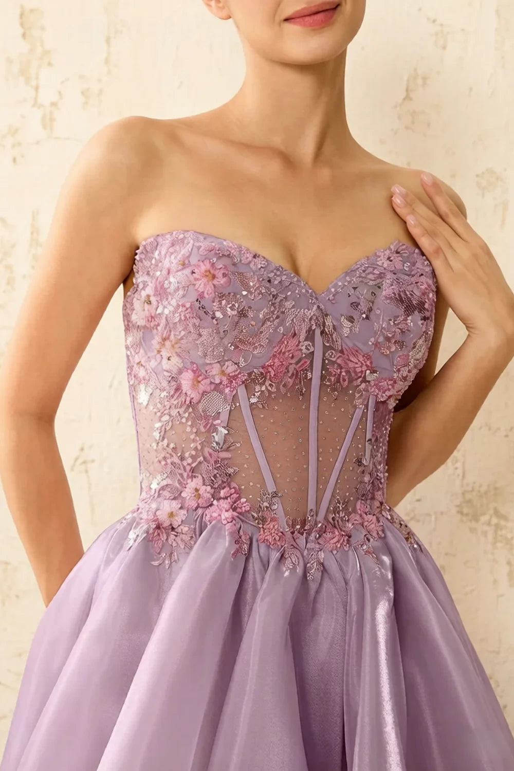 Joanne Light Purple Organza High Low Maxi Dress