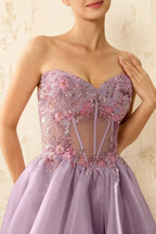 Joanne Light Purple Organza High Low Maxi Dress
