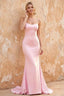 Jolene Pink Satin Mermaid Scoop Neck Maxi Dress