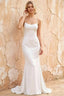 Jolene White Satin Mermaid Scoop Neck Maxi Dress