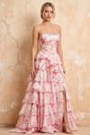 Joyce Pink Floral Print Rhinestone Maxi Dress