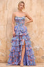 Joyce Purple Floral Print Rhinestone Maxi Dress