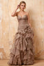 Judith Brown Sheer Mermaid Ruffle Maxi Dress