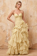 Judith Gold Sheer Mermaid Ruffle Maxi Dress