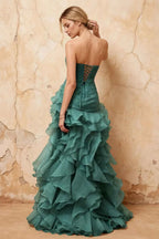 Judith Peacock Sheer Mermaid Ruffle Maxi Dress