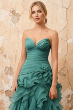 Judith Peacock Sheer Mermaid Ruffle Maxi Dress