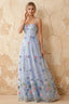 Judy Light Blue Sequin Embroidery Beading 3D Flowers Maxi Dress