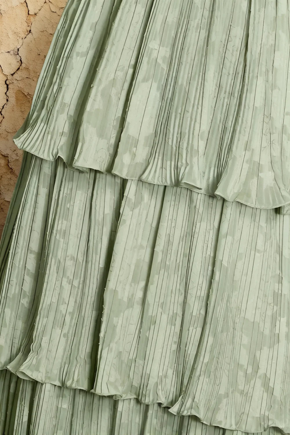 Julia Light Green Floral A-Line Ruffle Maxi Dress