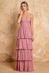Julia Light Pink Floral A-Line Ruffle Maxi Dress