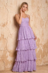 Julia Light Purple Floral A-Line Ruffle Maxi Dress