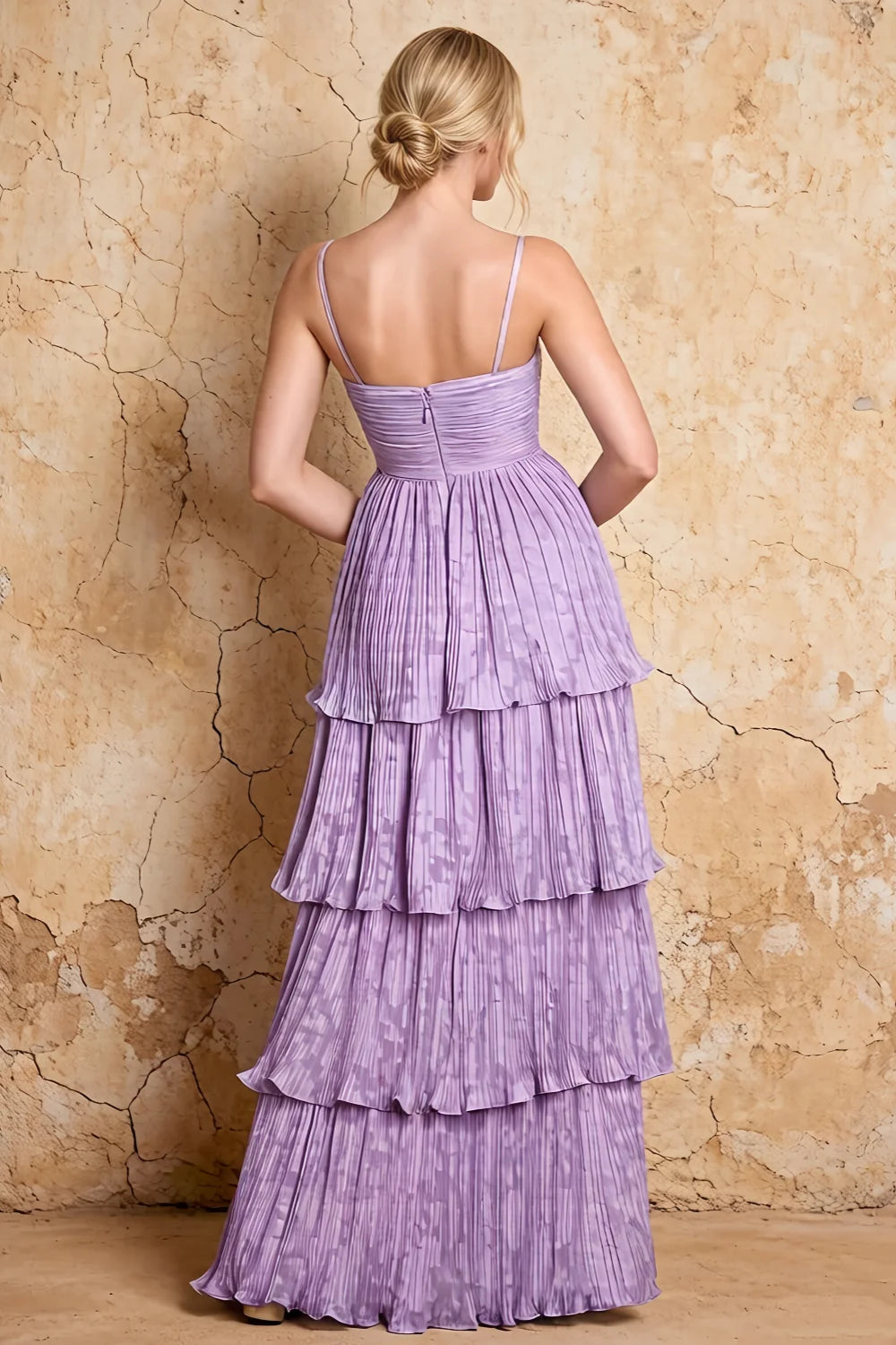 Julia Light Purple Floral A-Line Ruffle Maxi Dress