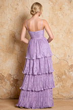 Julia Light Purple Floral A-Line Ruffle Maxi Dress