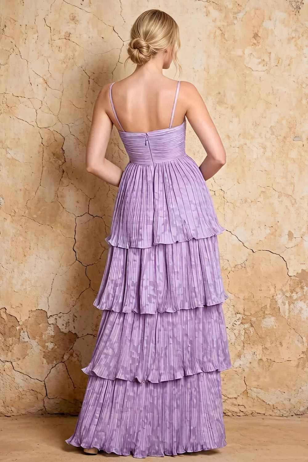 Julia Light Purple Floral A-Line Ruffle Maxi Dress