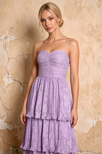 Julia Light Purple Floral A-Line Ruffle Maxi Dress