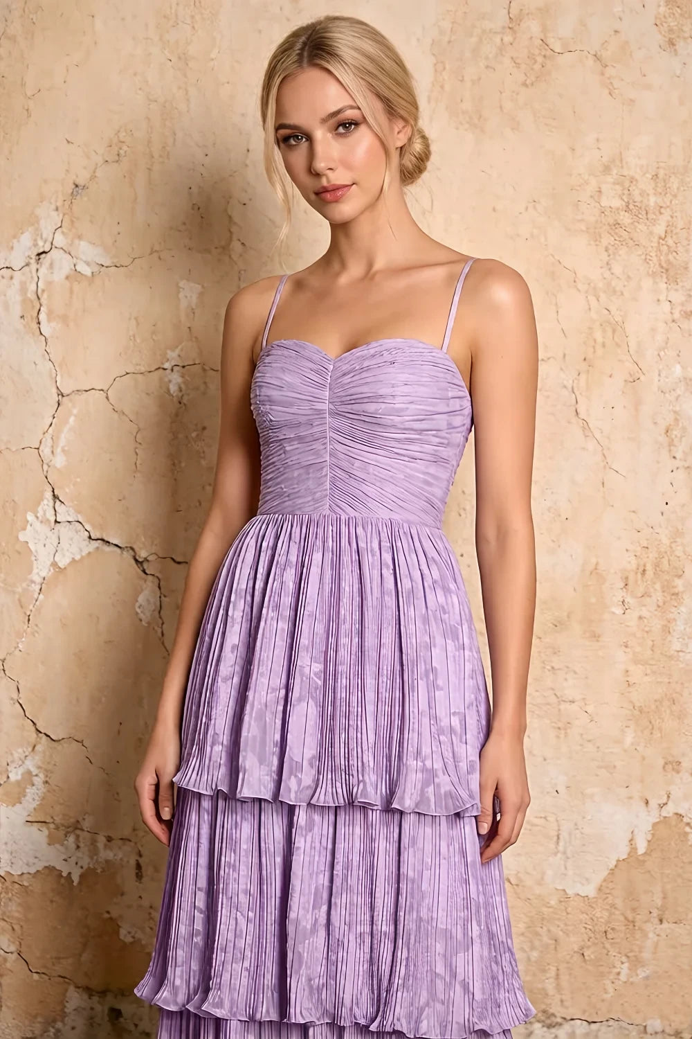 Julia Light Purple Floral A-Line Ruffle Maxi Dress