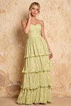 Julia Light Yellow Floral A-Line Ruffle Maxi Dress