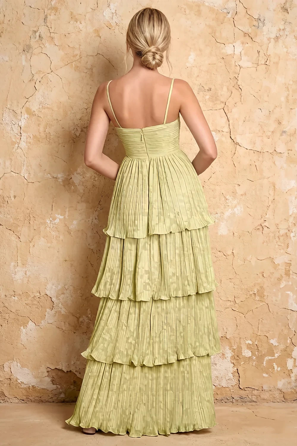 Julia Light Yellow Floral A-Line Ruffle Maxi Dress