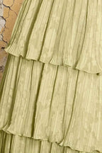 Julia Light Yellow Floral A-Line Ruffle Maxi Dress