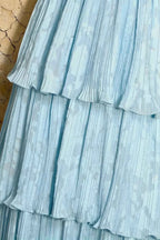Julia Sky Blue Floral A-Line Ruffle Maxi Dress