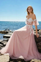 Julie Rosette Tulle 3D Flower Lace Maxi Dress