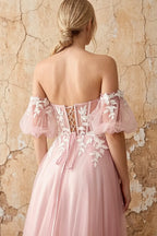 Julie Rosette Tulle 3D Flower Lace Maxi Dress