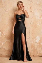 Karina Black Satin Cutout Mermaid Maxi Dress