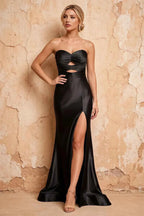 Karina Black Satin Cutout Mermaid Maxi Dress