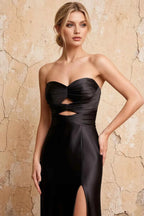 Karina Black Satin Cutout Mermaid Maxi Dress