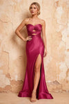 Karina Fuchsia Satin Cutout Mermaid Maxi Dress