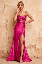 Karina Fuchsia Satin Cutout Mermaid Maxi Dress