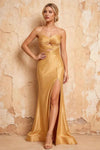 Karina Gold Satin Cutout Mermaid Maxi Dress