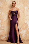 Karina Grape Satin Cutout Mermaid Maxi Dress